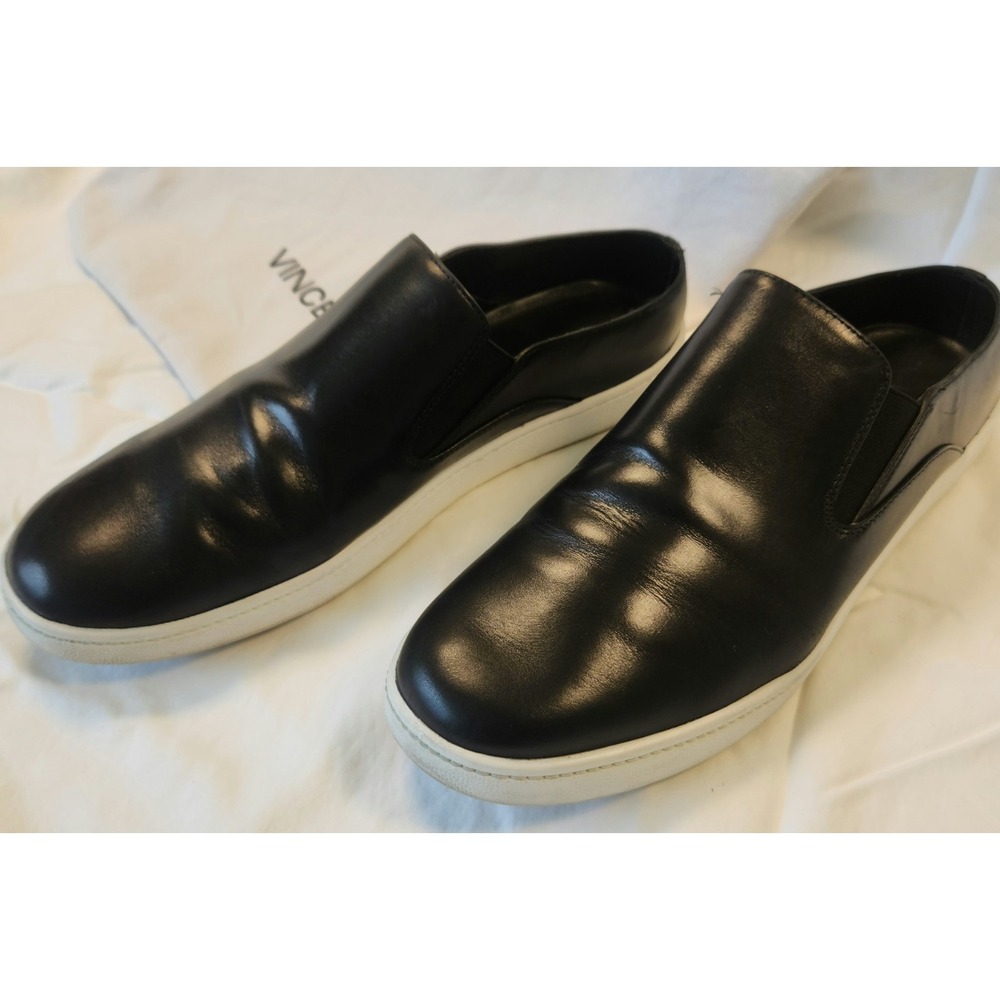 Vince‎ Verrell womens Black Leather Loafer Slip On Clog Mule Shoes US 8.5